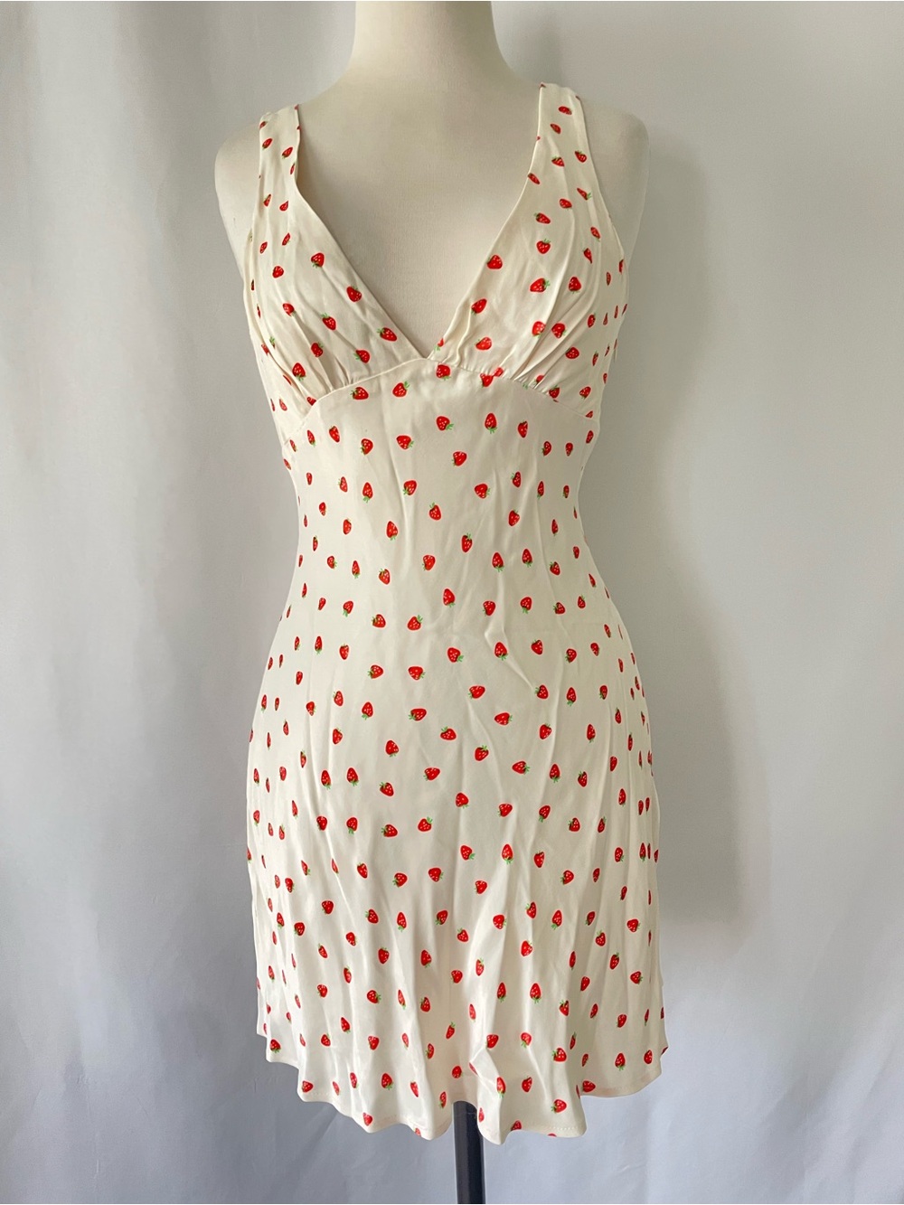 Zara Cream Mini Dress with Red Strawberry Motif (NWT but see photos)